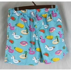 Boardies Shorts Mens L Mesh Lined 4.5" Pool Floats Donuts Unicorns